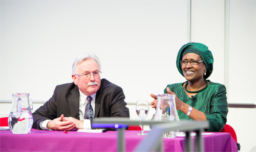 Prof David Hulme and Winnie Byanyima, Executive Director of Oxfam International