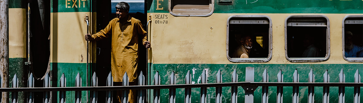 Train passengers in Rawalpindi, Pakistan