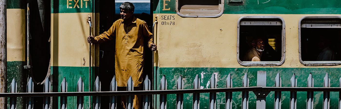 Train passengers in Rawalpindi, Pakistan