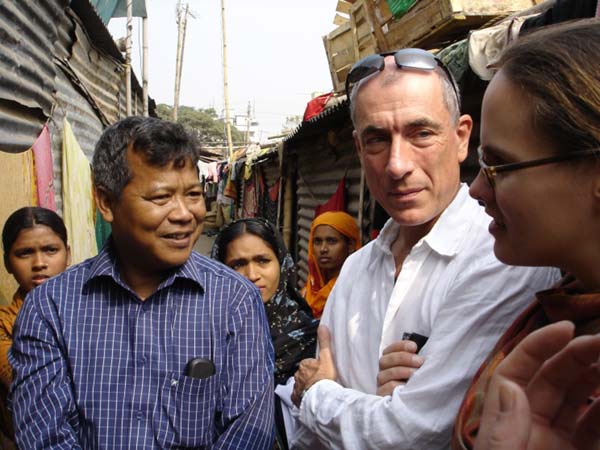 Rory Brooks, CBE, on fieldwork with researcher Karen Moore in Bangladesh