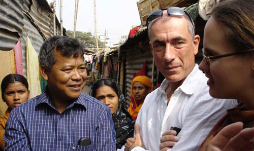 Rory Brooks, CBE, on fieldwork with researcher Karen Moore in Bangladesh.