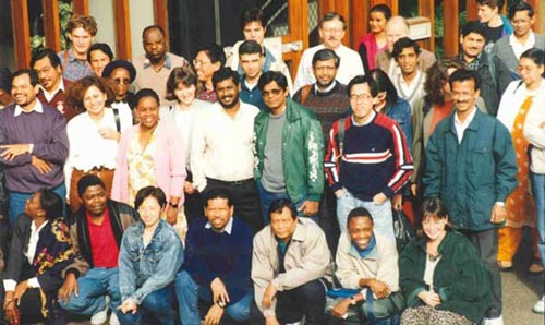 A diverse group of IDPM students in the 1990s.