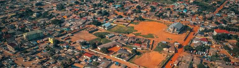 Aerial view of an African town