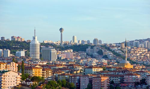 Aerial view of Turkish city.