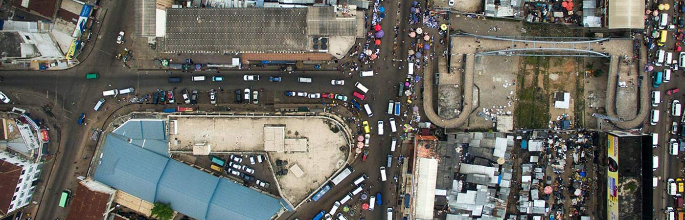 Aerial photo of an estate in Kumasi, Ghana